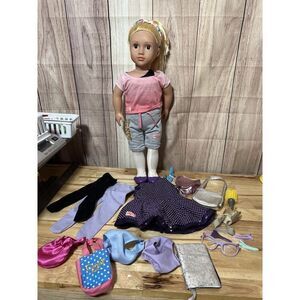 Our Generation Blonde Girl Doll Dance Clothes Plus Accessories Clothes Shoes
